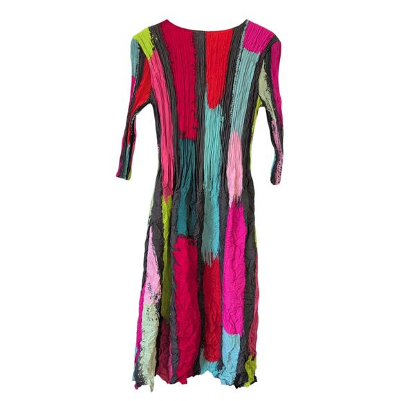 Alquema Women's Crinkle Dress Size 1 Medium Multicolor Art to Wear Artsy $325 - Picture 2 of 9